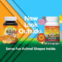 Close-up of animal-shaped Vitamin D3 chewables in Black Cherry flavor