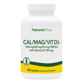 Front view of NaturesPlus Calcium Magnesium Vitamin D3 with Vitamin K2 (90 tabs)