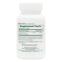 Decorative shot of NaturesPlus Copper 3 mg packaging