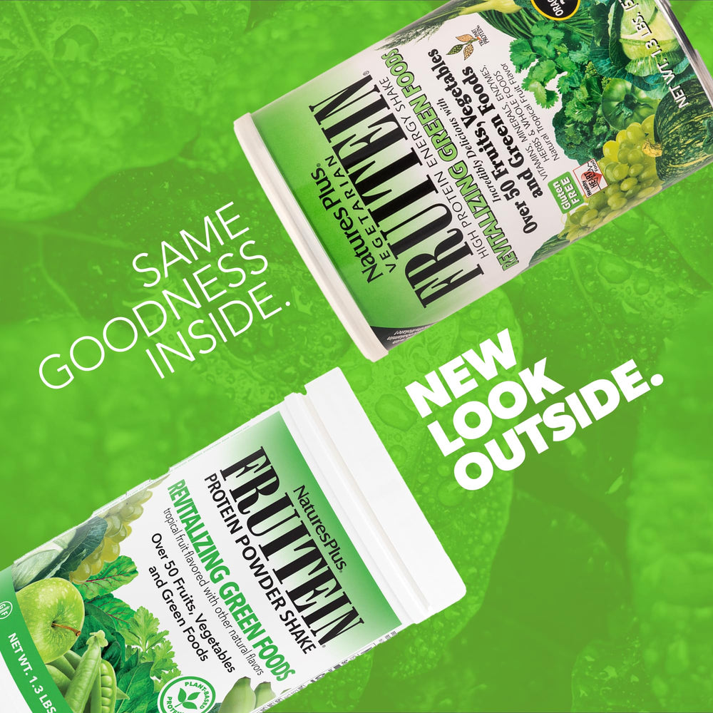 Close-up of FRUITEIN bottle label