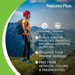Probiotics, prebiotics and enzymes in Nature's Plus digestive wellness formula