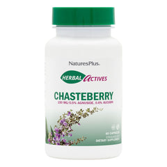 Front view of NaturesPlus Herbal Actives Chasteberry 60 capsules bottle