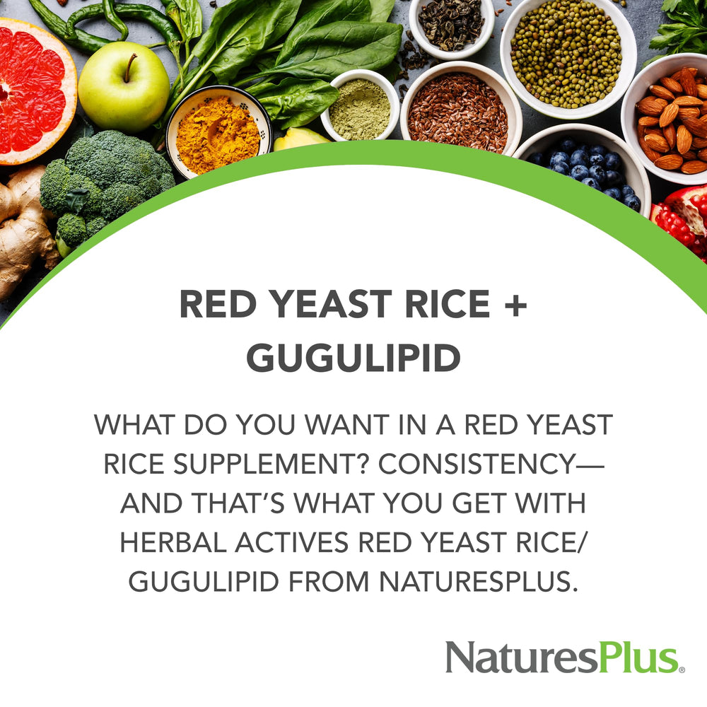 Close-up of 60-serving Red Yeast Rice & Gugulipid capsules