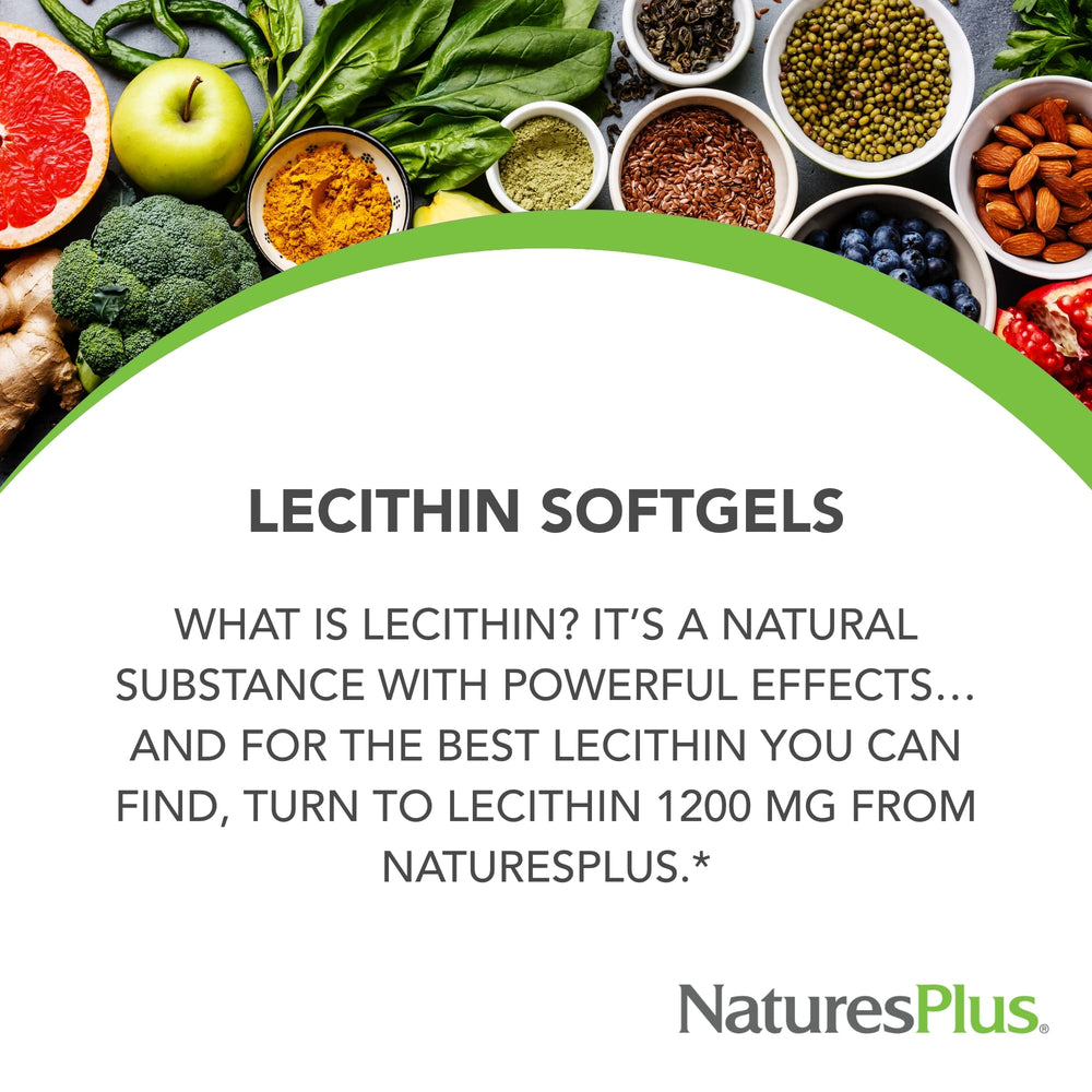 Close-up of NaturesPlus Lecithin 1200 mg label