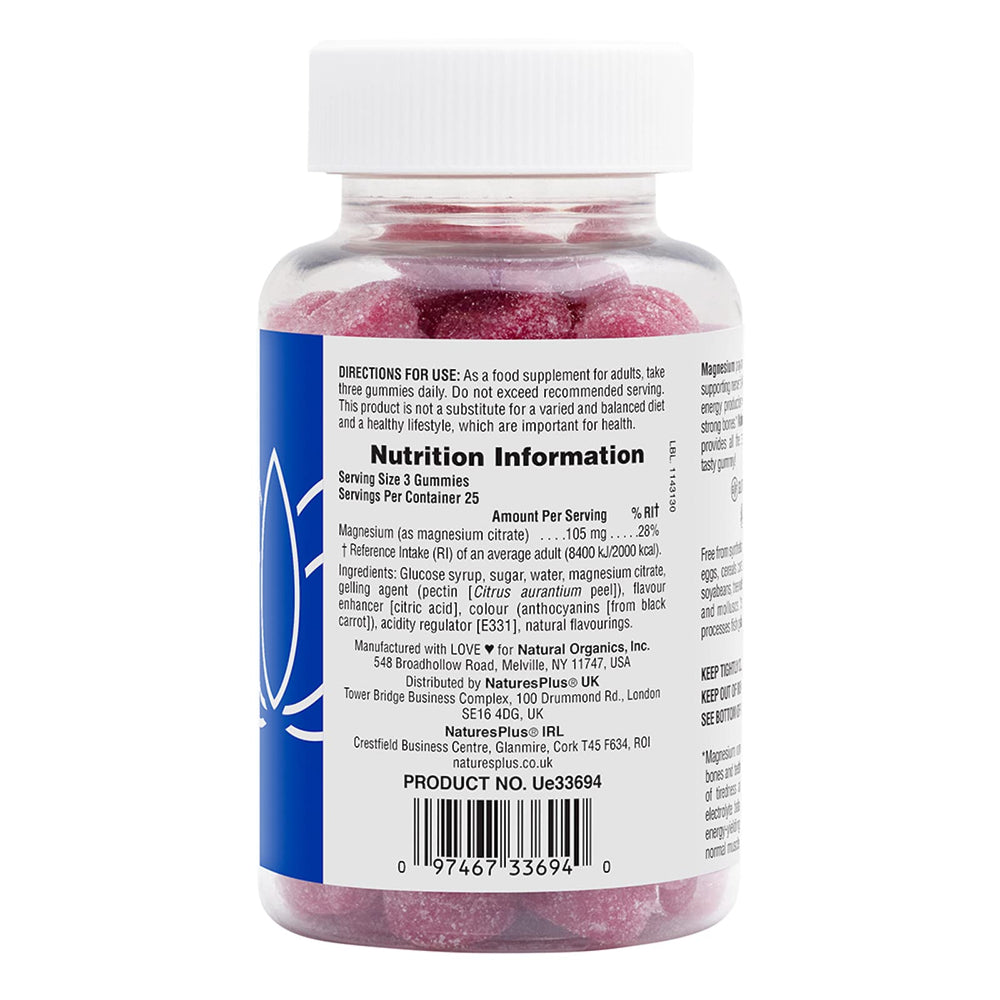 Packaging of NaturesPlus Magnesium Citrate Gummies Raspberry