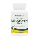 NaturesPlus Melatonin 10 mg bottle and tablets