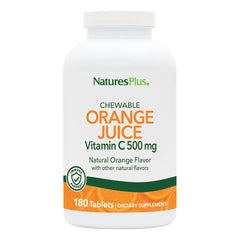 Front view of NaturesPlus Orange Juice Vitamin C chewables two-bottle package