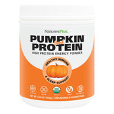 NaturesPlus Organic Pumpkin Seed Protein powder jar for vegan shakes and energy.