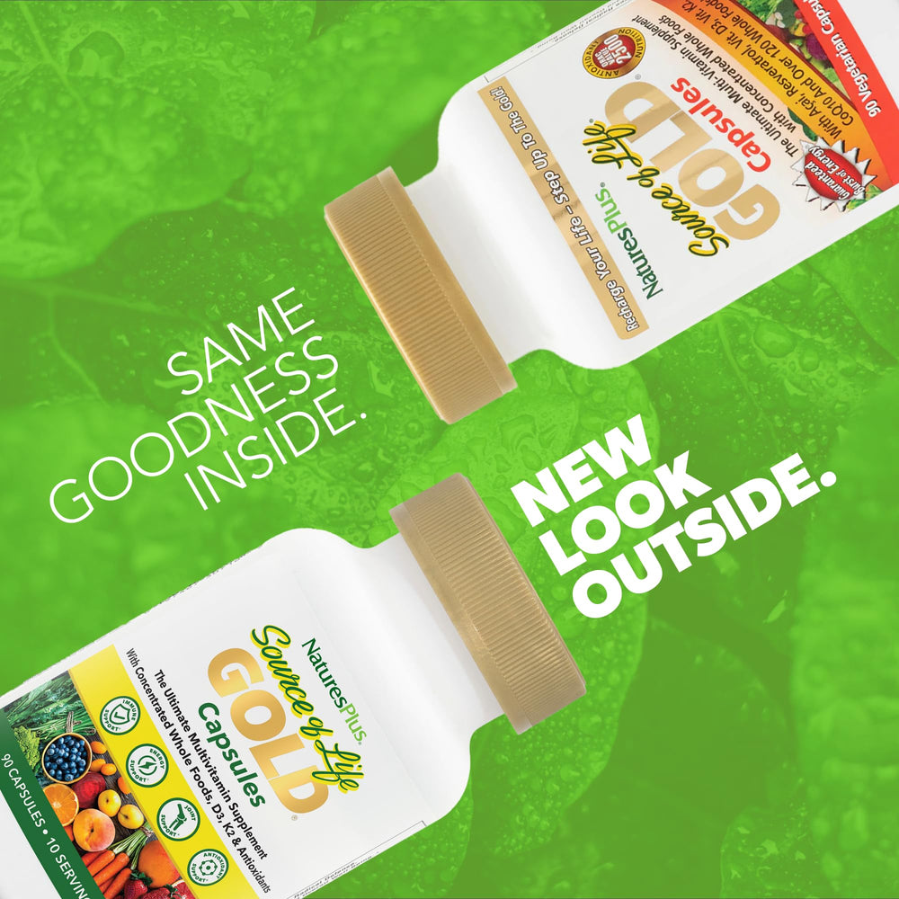 Close-up of NaturesPlus Source of Life Gold label