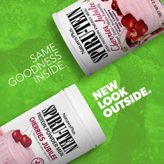 Close-up of SPIRU-TEIN Cherry Jubilee packaging