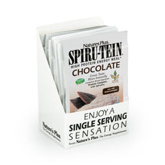 Nature's Plus SPIRU-TEIN Chocolate packet ready for protein-packed meal replacement