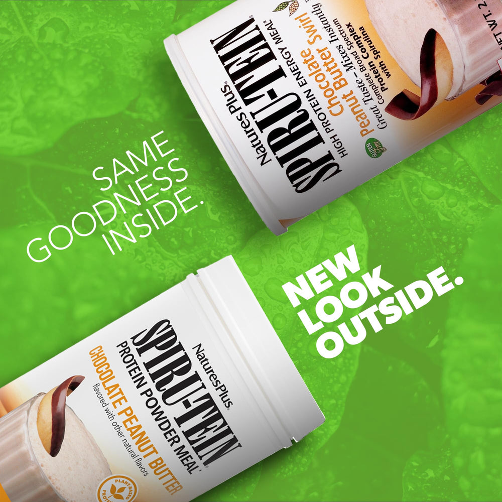 Back nutrition panel of NaturesPlus SPIRU-TEIN Chocolate Peanut Butter 2.3 lb pack