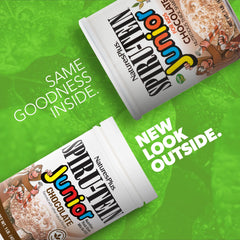 SPIRU-TEIN Junior Chocolate scoop shows serving size for kids