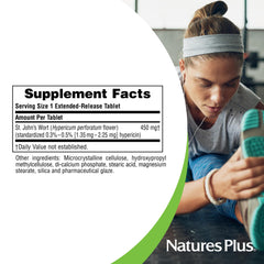 Supplement facts and ingredients panel for St. John’s Wort Extended Release