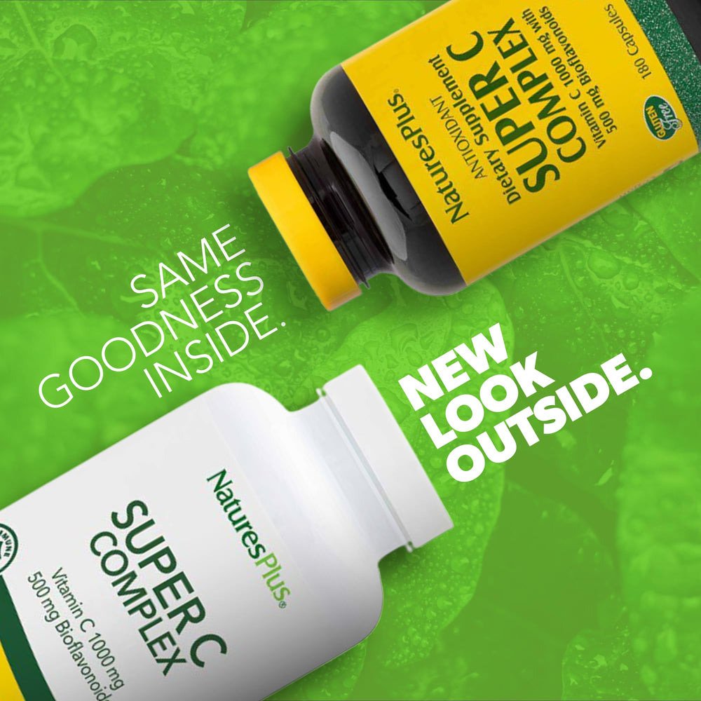 Two bottles of NaturesPlus Super C Complex 180 capsules each