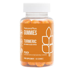 NaturesPlus Turmeric Curcumin Gummies peach flavor bottle front