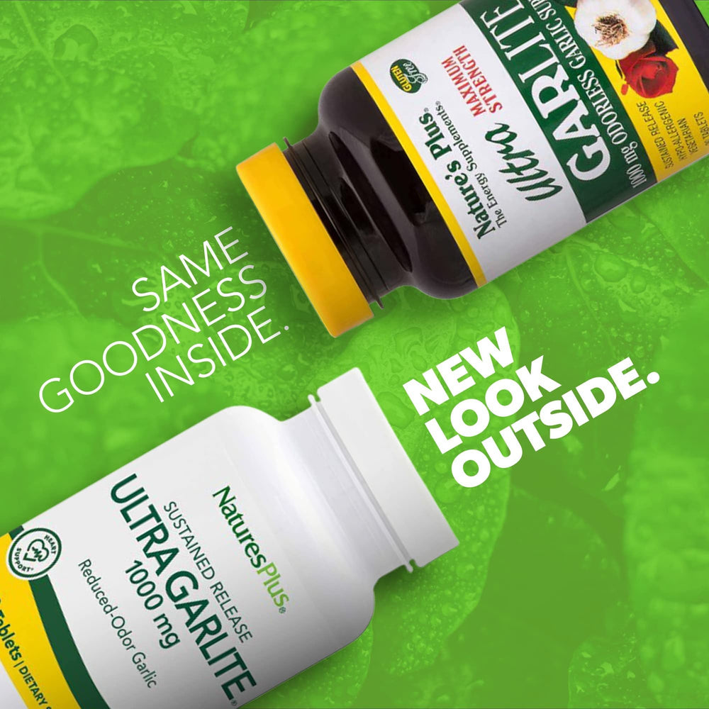Close-up of Ultra Garlite 1000 mg garlic tablet