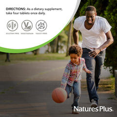 Box and bottle of NaturesPlus Ultra Hair promoting healthy hair growth for men and women