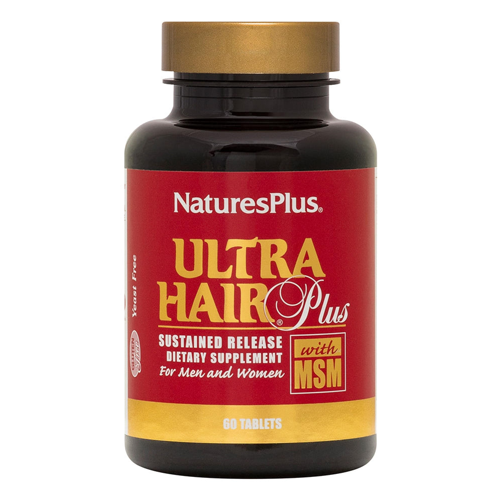 2-pack packaging of NaturesPlus Ultra Hair Plus with 60 tablets