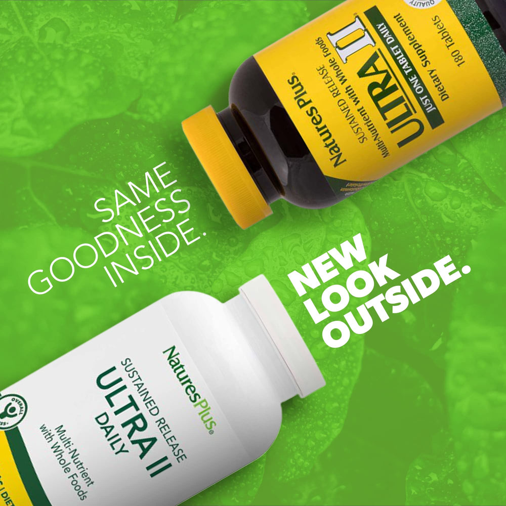 Close-up of Ultra II Daily label highlighting whole foods multivitamin