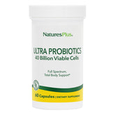 Front view of NaturesPlus Ultra Probiotics bottle, 60 vegan capsules