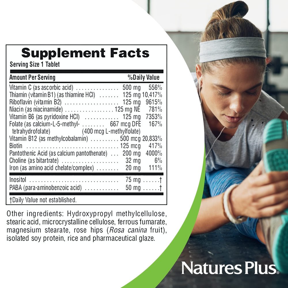 Supplement facts panel featuring B-Complex and Vitamin C