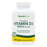 Front view of NaturesPlus Vitamin D3 1000 IU Maui Berry Burst chewables bottle