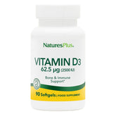 Front view of NaturesPlus Vitamin D3 2500 IU bottle