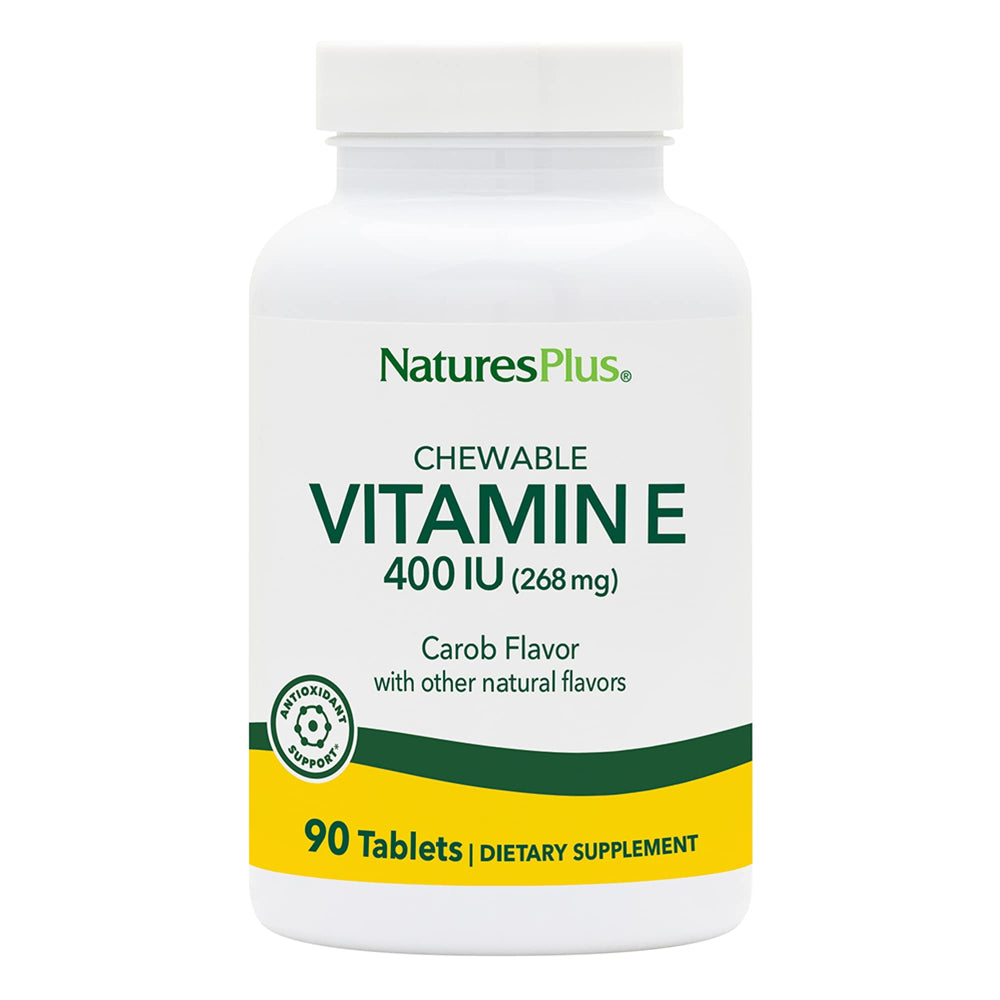Main product image: NaturesPlus Vitamin E Chewable 400 IU Carob Flavor bottle