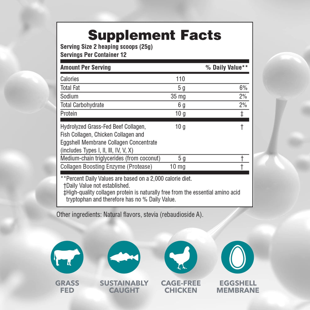 Close up of Vanilla flavor label on NaturesPlus Collagen Creamer