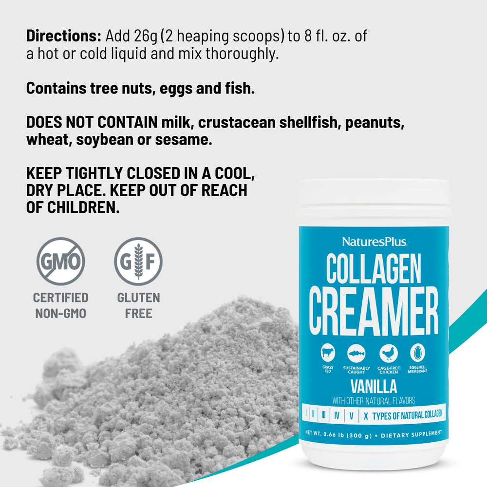 NaturesPlus Collagen Creamer Vanilla nutrition facts panel
