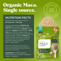 Close-up of Navitas Organics Maca Powder bag