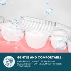 Close-up of ergonomic handle on a travel toothbrush