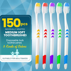 Assorted color disposable toothbrushes with soft bristles