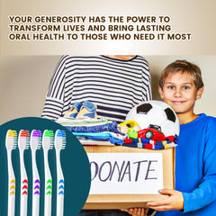 Array of Navona toothbrushes ready for donation or charity events