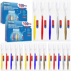 Assorted color disposable toothbrushes with toothpaste in bulk