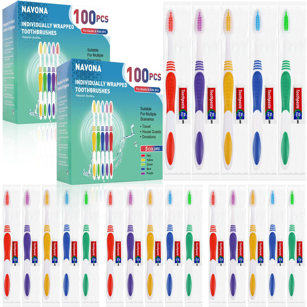 Navona 200-piece disposable toothbrushes in assorted colors