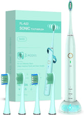 Front view of NBGRLVS rechargeable sonic toothbrush in green