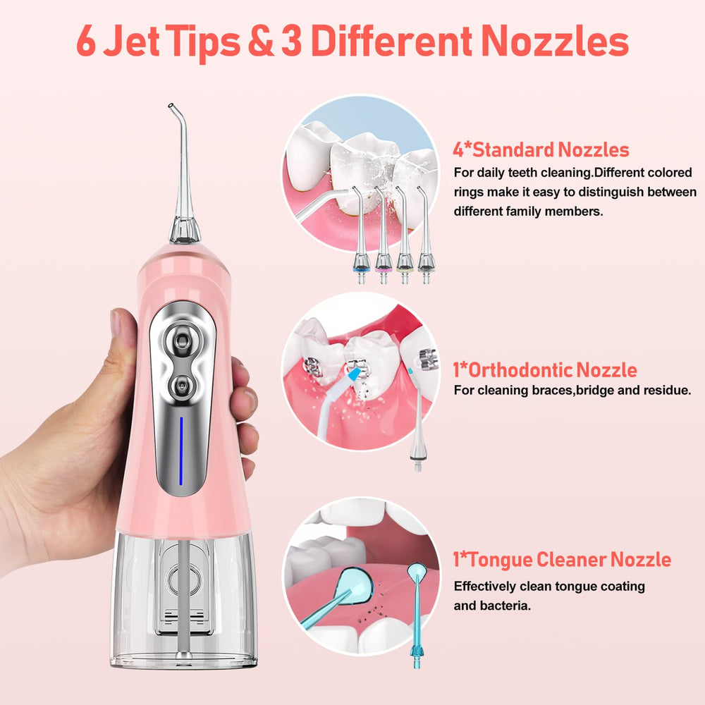 Portable rechargeable NBGRLVS dental flossing device for travel