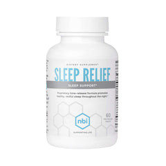 NBI Sleep Relief Melatonin tablets bottle displayed
