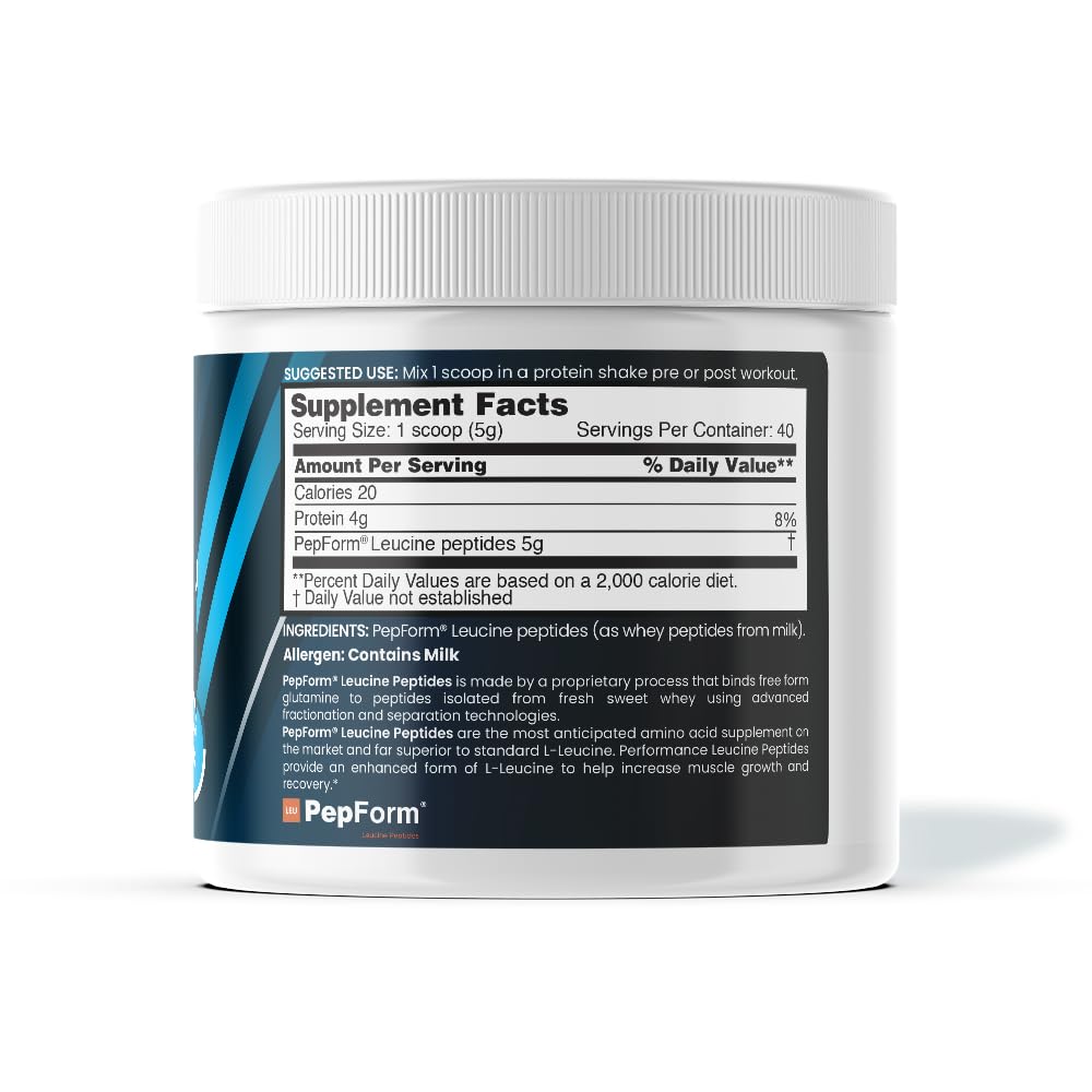 Close-up of ingredients emphasis for nbpure Performance Leucine+ PepForm Leucine Peptides