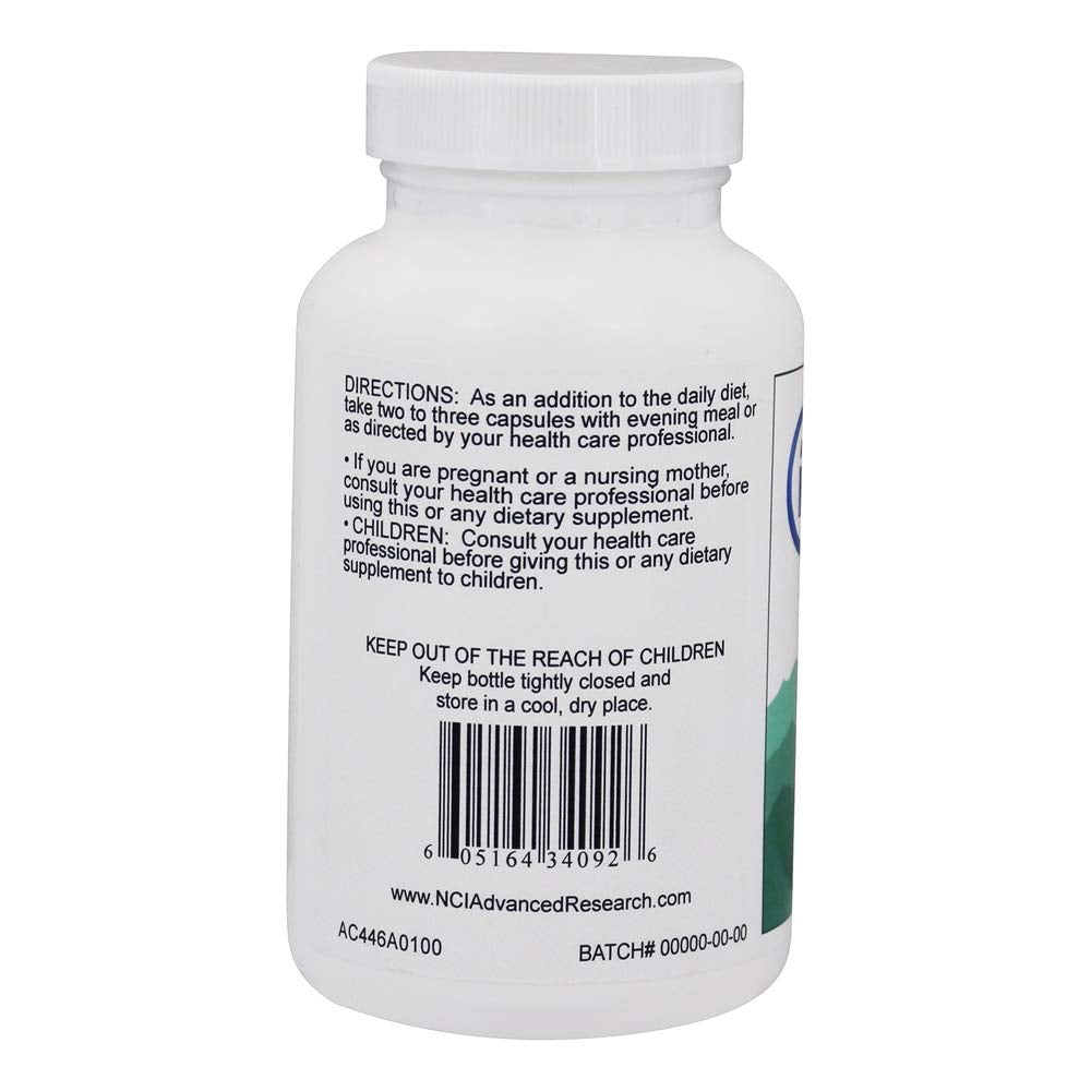 NCI Advanced Research calcium ootate capsules label emphasizes USA-made quality.