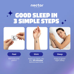 Close-up of Nectar Sleep Patch applied to skin for discreet sleep support