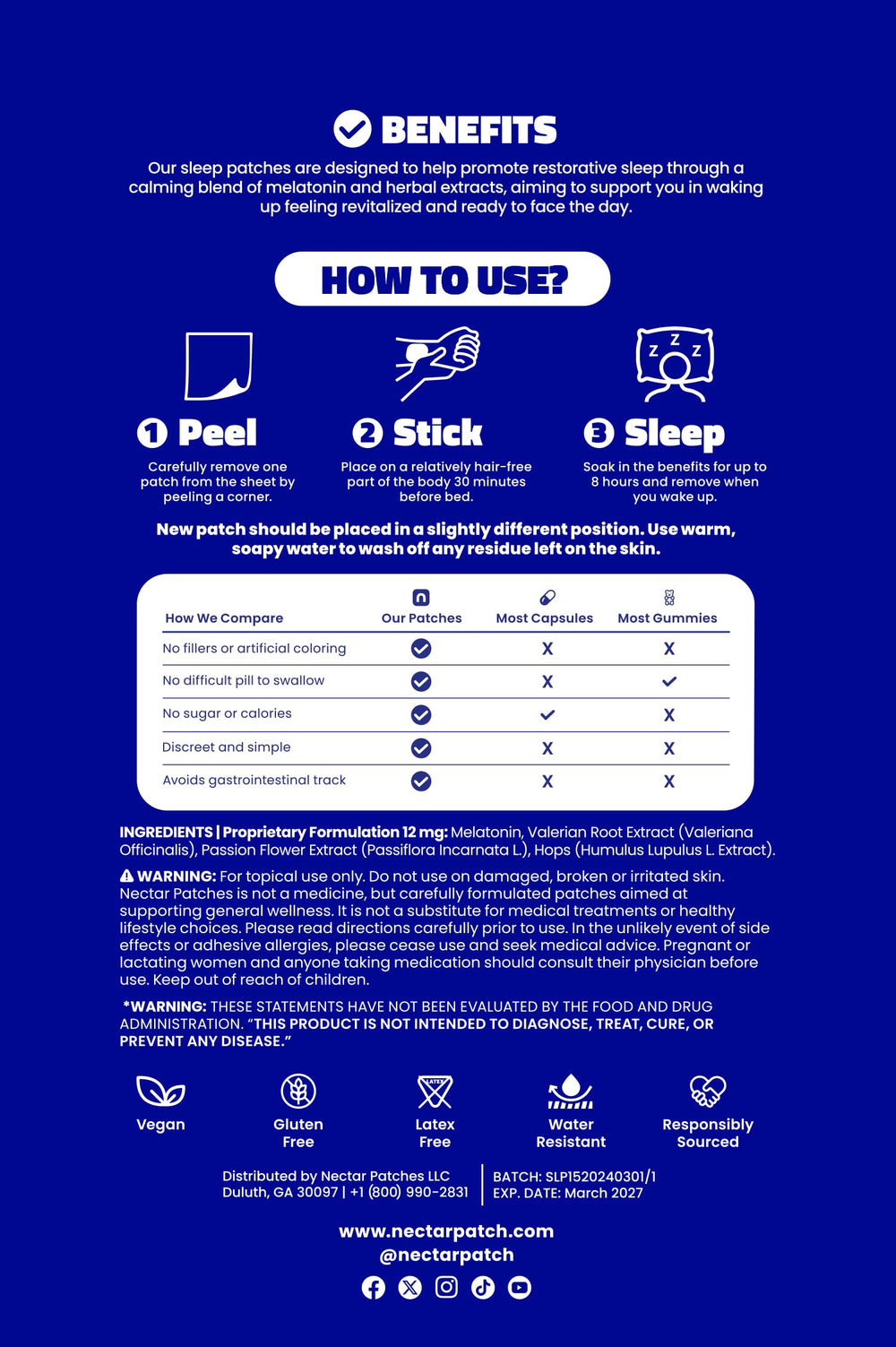 Lifestyle image showing adults using Nectar Sleep Patches while traveling