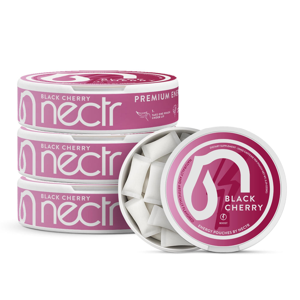 Nectr Energy Black Cherry pack front showing convenient energy on the go