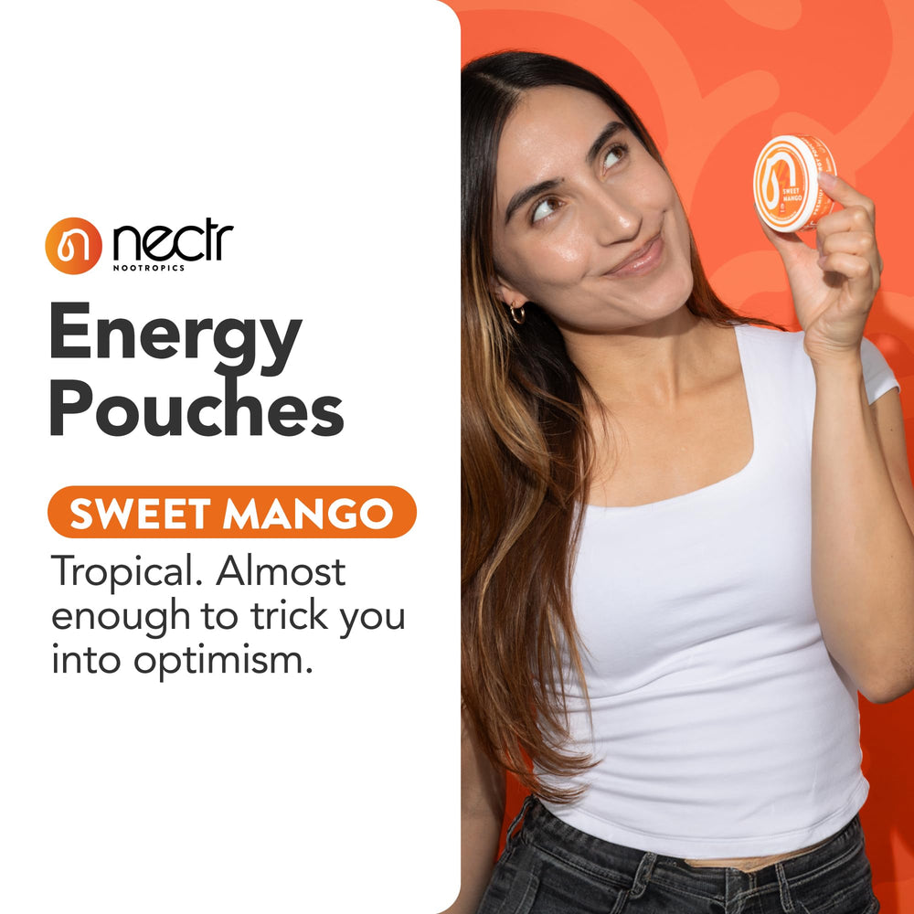 Nectr Energy mini-pouches in lip-use demonstrates easy, discreet energy hits