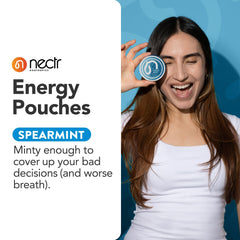 Nectr Energy pouch closeup dry texture highlighting mini size