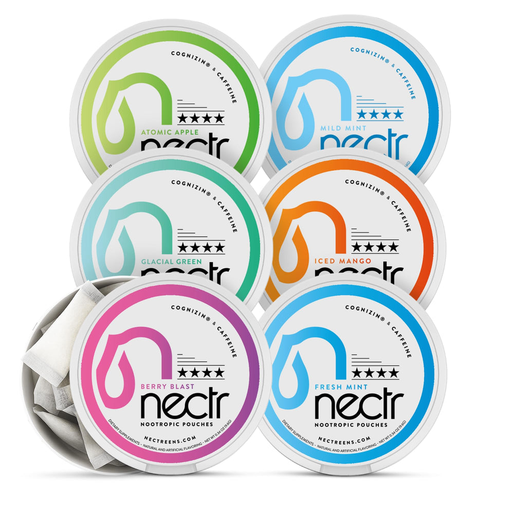 Nectr Iced Mango pouch ready for on-the-go focus.