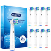 NEDIFON 8-pack replacement toothbrush heads for Oral-B Braun, individually packaged
