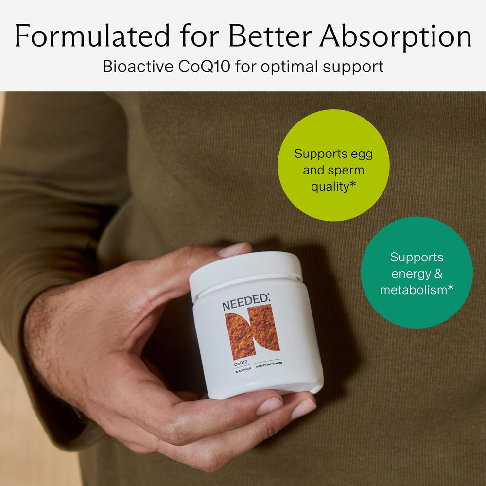 Product label showing ingredients for CoQ10 ubiquinol softgels